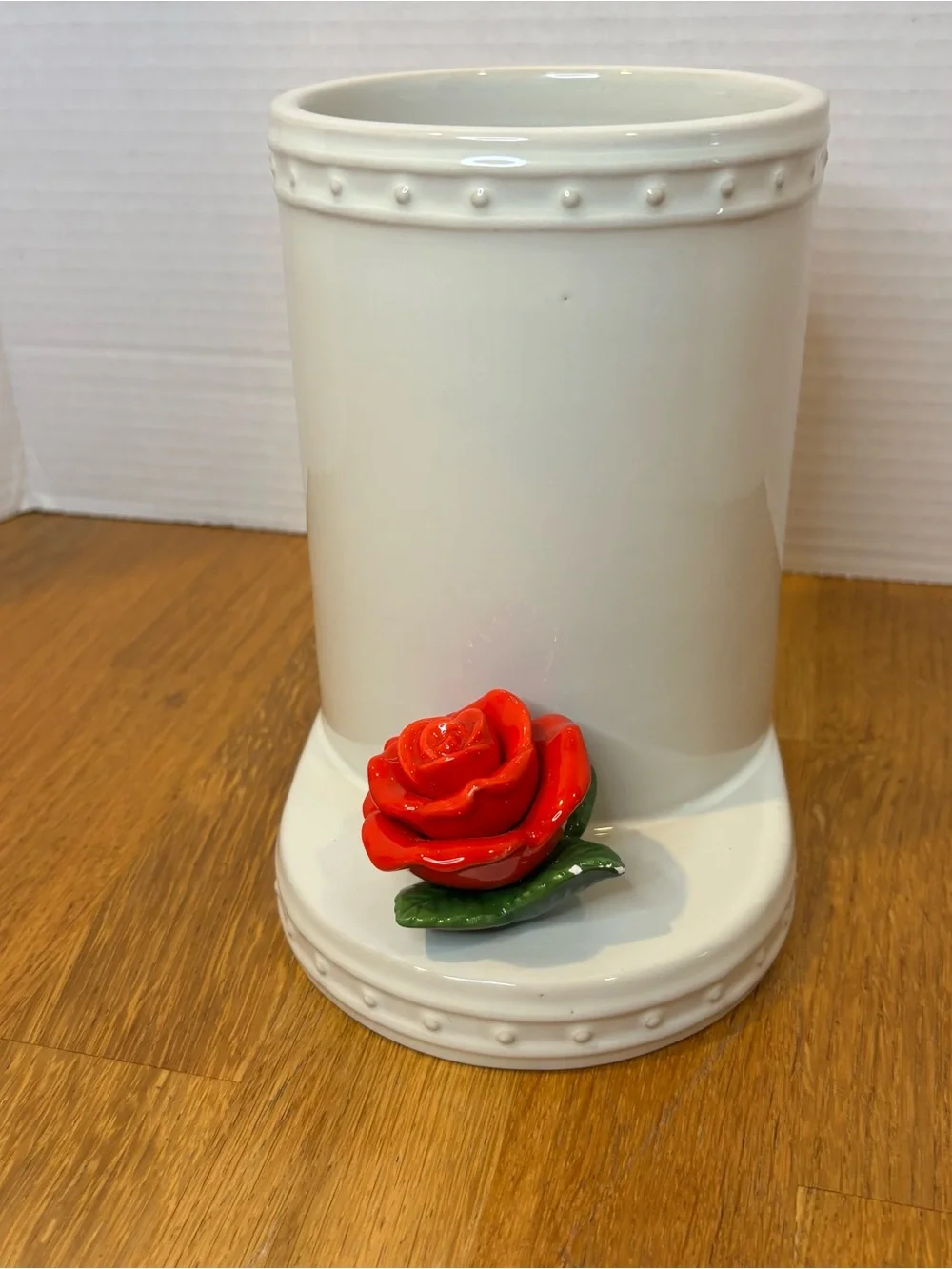 Nora Fleming Utensil Holder With a Minis Hole Off White Stoneware ROSE READ